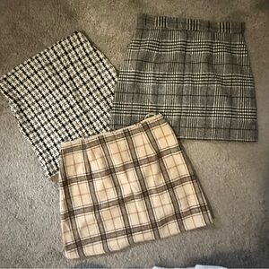 SHEIN Plaid Mini Skirt Trio - Black, Gray, Cream